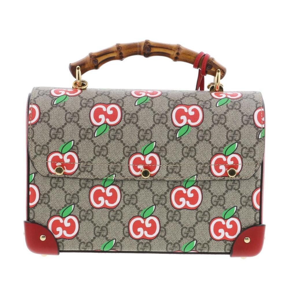 Gucci Shoulder Red Bamboo Apple GG Bag Messenger - Picture 4 of 6